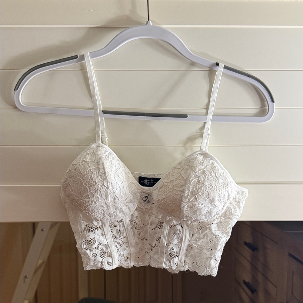 Lace Longline Bralette - White